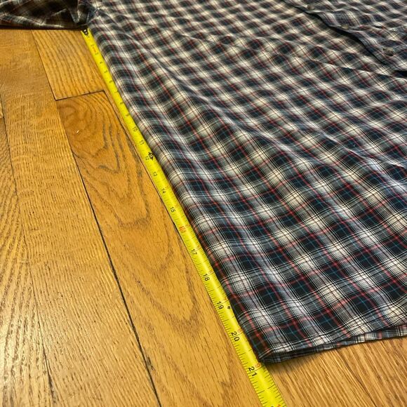 ariat pro series plaid long sleeve flannel button up black red blue XXL tall - Picture 5 of 8